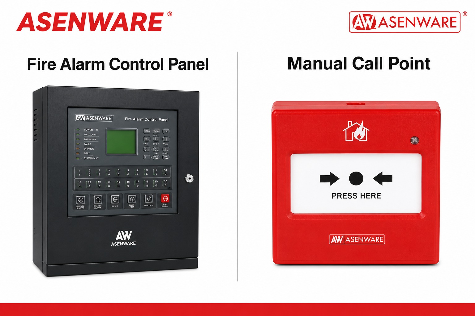 Asenware Fire Alarm Control Panel Manual Call Point